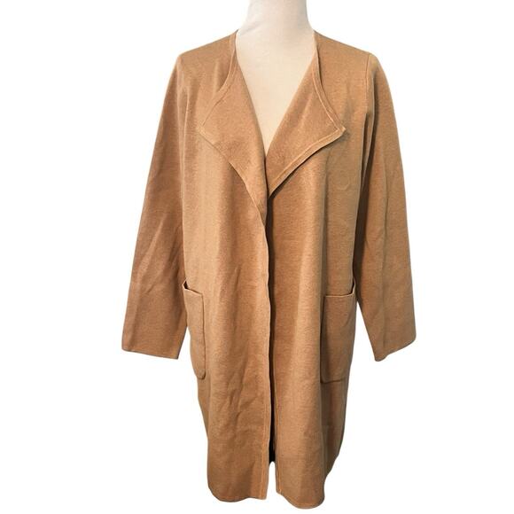 J Crew Juliette Collarless Sweater Blazer •XL•Jacket Cardigan Khaki J6339 Camel - Picture 4 of 10
